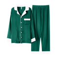 thumbnail image 1 of Kelon Family Pajamas Matching Sets, Satin Long Sleeve Button Up Nightwear, Matching Pjs for Whole Family Holiday Gathering, Loungewear Set Party Holiday Pjs Sets, 1 of 9