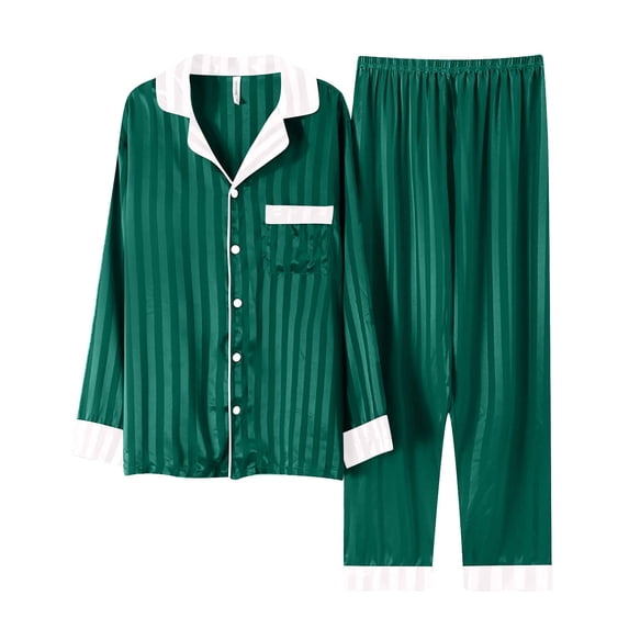 Kelon Family Pajamas Matching Sets, Satin Long Sleeve Button Up Nightwear, Matching Pjs for Whole Family Holiday Gathering, Loungewear Set Party Holiday Pjs Sets
