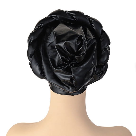 Kelon Fashion Satin Lined Hair Bonnet, Beaded Braid Turban Cap, Ruffle Head Wrap for Daily Sleeping and Casual Wear, One Size Bucket Hats