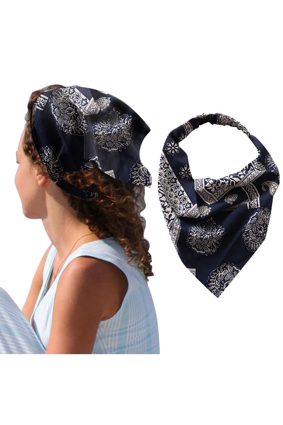 Floral Printed Triangle Hair Scarf, Women Tie Style Head Kerchief, Soft Bandana Headband, Fashion Casual Hair Accessories for Daily Outdoor Use, One Size Heardband