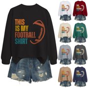 Kelon Game Day Womens Sweatshirt Pullover Crewneck Football Printed Graphic Shirts Athletic Casual Fashion Clothing, XL