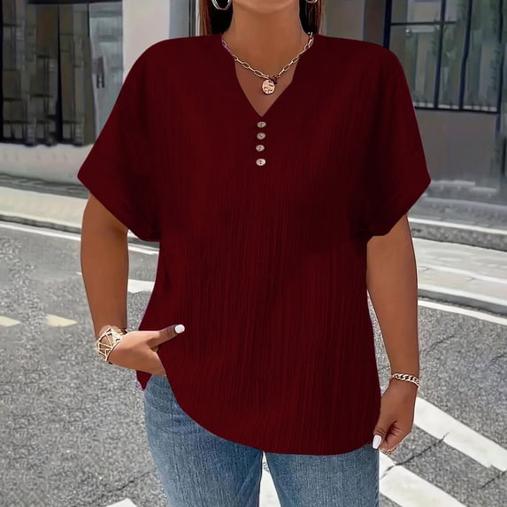 Business Casual Tops for Women Kelon Ladies Tops and Blouses V Neck Solid Color Comfy Blouses Business Casual Fashion Outfit Going Out Outfits Y2k Clothes, 4XL