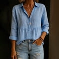 thumbnail image 1 of Kelon Long Sleeve Shirts for Women V Neck Work Blouses Business Casual Outfits Lightweight Shirt Casual Going Out Top, L, 1 of 4