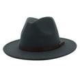 thumbnail image 1 of Kelon Men Women Fedora Hat with Belt Buckle Wide Brim Wool Felt Adjustable for Wedding Prom Festival, 1 of 2