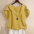 thumbnail image 1 of Kelon Shirts for Women Short Sleeve Shirts Crew Neck Linen Cotton Summer Business Work Basic Tees, XL, 1 of 3