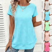 Kelon Short Sleeve Blouses for Women Cowl Neck Dressy Casual 2026 T Shirts Summer Business Work Basic Tees, S