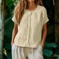 thumbnail image 1 of Kelon Short Sleeve Womens Linen Cotton Tops Vacation Casual Outfits Blouses Dressy Casual Summer Outfits 2026, 1 of 9