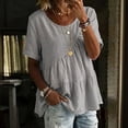 thumbnail image 1 of Kelon Short Sleeve Womens Linen Cotton Tops Vacation Casual Outfits Blouses Dressy Casual Summer Outfits 2026, 1 of 4