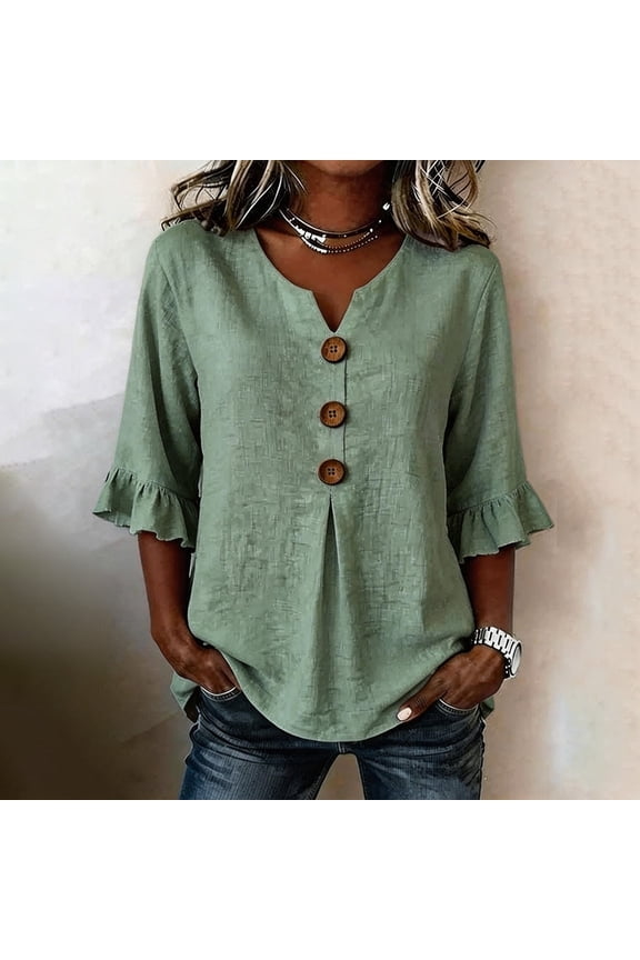 Short Sleeve Womens Linen Cotton Tops Vacation Casual Outfits Blouses Dressy Casual Summer Outfits 2026