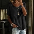 thumbnail image 1 of Kelon Short Sleeve Womens Linen Cotton Tops Vacation Casual Outfits Blouses Dressy Casual Summer Outfits 2026, 1 of 4