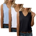 thumbnail image 1 of Womens Shirts Kelon Sleeveless Tops for Women V Neck Summer Loose Fit Tops Trendy Dressy Blouses Shirts, M, 1 of 9