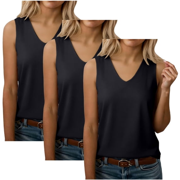 Womens Summer Clothes Kelon Sleeveless Tops for Women V Neck Workout Tops Basic Going Out Clothes 2026 Oversized Shirt Clothing, 3XL