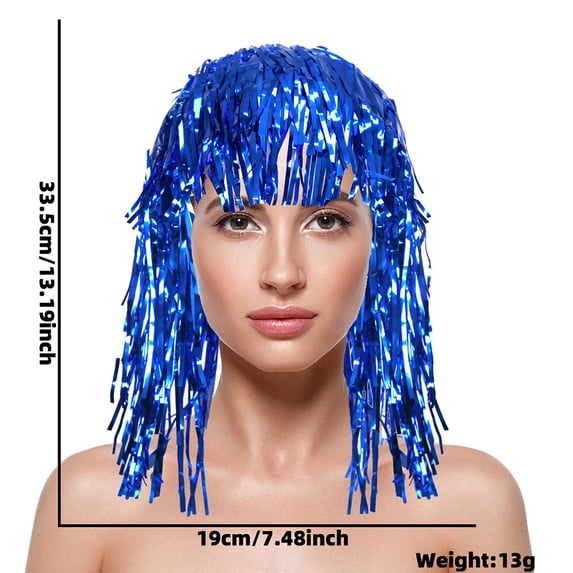 Kelon Sparkling PET Fringe Wig, Colorful Festival Headwear, Stylish Fringe Head Accessories for Cheerleading and Sports Events, One Size Heardband