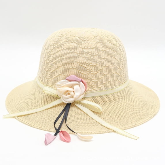 Kelon Straw Fisherman Hat, Lightweight Breathable Basin Cap, Summer Travel Beach Sunshade Headwear, one size Bucket Hats