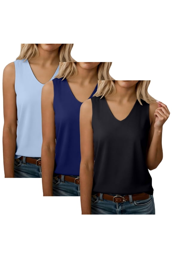 Tank Top for Women V Neck Workout Tops Basic Going Out Clothes 2026 Oversized Shirt Clothing, L