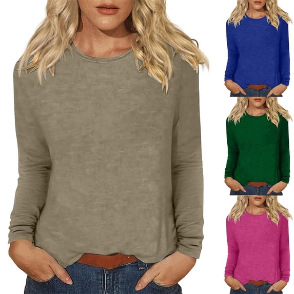 Summer Tops for Women Kelon Tops for Women Long Sleeve Crew Neck Summer Going Out Basic Tee Cute Trendy Going Out Tops, XL