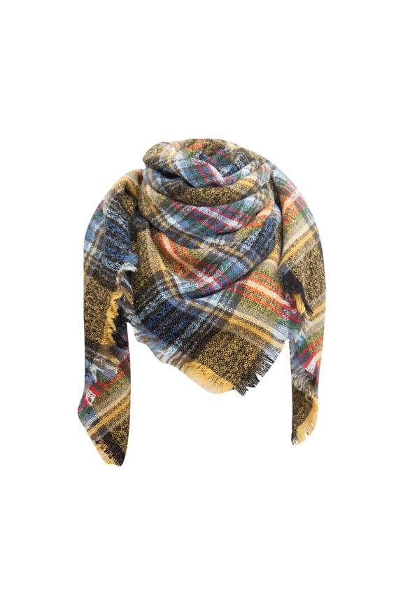 Under $5 Women's Long Plaid Blanket Scarf Chunky Oversized Winter Fall Warm Big Tartan Scarves Wrap Shawl Ladies Gifts