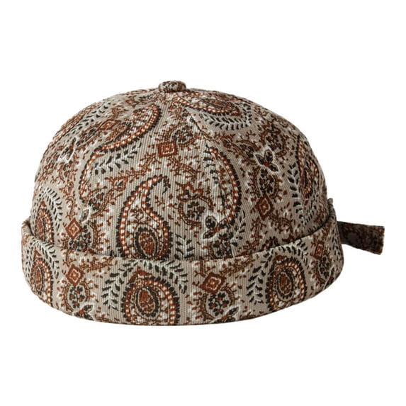 Kelon Unisex Cashew Flower Brimless Hat, Retro Yuppie Pumpkin Cold Cap, Autumn Winter Warm Casual Headwear, One Size Sun Hats