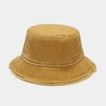 thumbnail image 1 of Kelon Unisex Hollow Denim Fisherman Hat, Washed Texture Breathable Bucket Hat, Casual Solid Sunshade Headwear for Daily Outdoor, One Size Bucket Hats, 1 of 4
