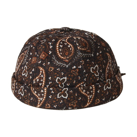 Kelon Unisex Mesh Quick Drying Sports Cap, Retro Cashew Flower Brimless Pumpkin Cold Hat, Cotton Rolled Cuff Adjustable Beanie, Autumn Winter Outdoor Hip Hop Casual Headwear, One Size Sun Hats