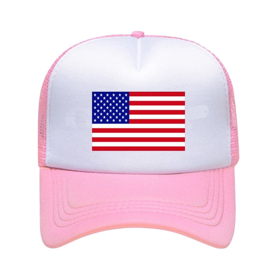 Kelon Unisex USA Flag Mesh Splice Baseball Cap, Adjustable Strapback Trucker Hat, Classic Golf Dad Hat, Athletic Fitted Cap, Women Outdoor Sun Visor Hat, Breathable Casual Sun Peak Headwear, One Size
