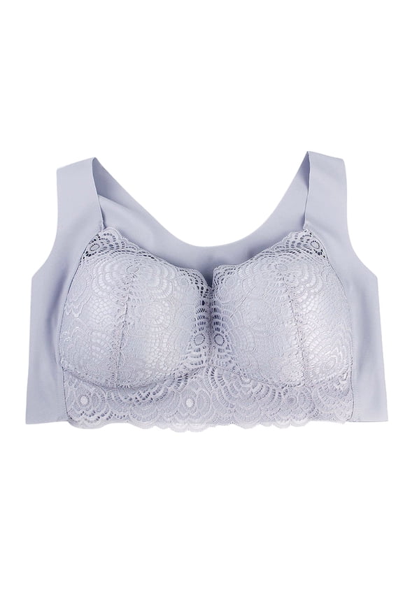 Wireless Seamless Jelly Bra for Women with Support - No Underwire Full Coverage Push Up Bras for Women Gray