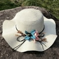 thumbnail image 1 of Kelon Women Colorful Straw Bow Hat, Floppy Wide Brim Sun Cap, Breathable Beach Vacation Headwear, One Size Sun Hats, 1 of 3