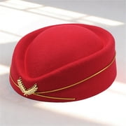Kelon Women Retro Flight Attendant Hat, Felt Pillbox Uniform Cap, Fashion Vintage Headwear, One Size Berets