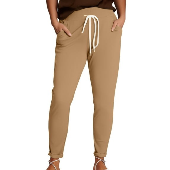 Kelon Women's Casual Loose Wide Leg Cozy Pants Yoga Sweatpants Comfy High Waisted Sports Athletic Lounge Pants with Pockets Brown