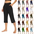 thumbnail image 1 of Kelon Women's Casual Pants, Capri Leggings for Women High Waisted Capri Leggings with Pockets for Women Tummy Control Yoga Pants Women, S, 1 of 7