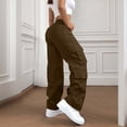 thumbnail image 1 of Kelon Women's Casual Pants, Cargo Pants Women Elastic High Waist Travel Pants Wide Leg Baggy Casual Trousers Hiking Streetwear with Multi Pockets, XL, 1 of 7