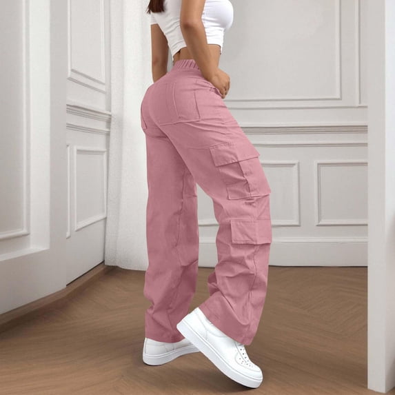 Kelon Women's Casual Pants, Cargo Pants for Women High Waisted Casual Pants Baggy Stretchy Wide Leg Y2K Streetwear with 6 Pockets, XL