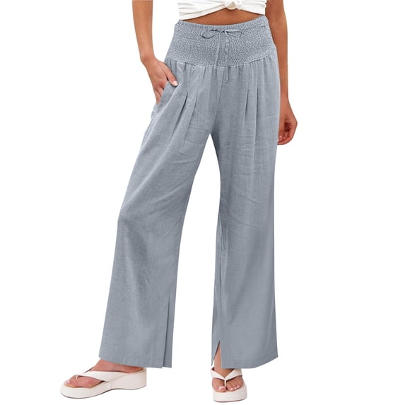 Kelon Women's Casual Pants, Women Wide Leg Palazzo Pants 2026 Summer Casual Loose Elastic High Waisted Flowy Lounge Beach Trousers Work Outfits, 3XL