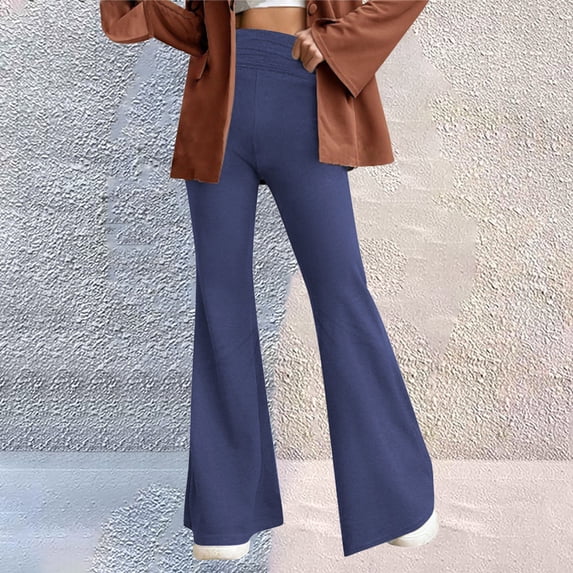Kelon Women's Casual Pants, Women's Stretch Bell Bottom Flare Palazzo Pants Trousers Yoga Pants Soft Flare Bootcut Leggings High Waisted Slim Pants, XL