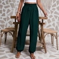 thumbnail image 1 of Kelon Women's Casual Pants, Womens Linen Pants Wide Leg Palazzo Capri Drawstring Casual Lounge Flowy Summer Beach Vacation Crop Trousers with Pockets, M, 1 of 6