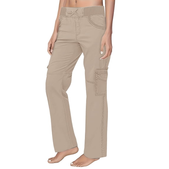 Kelon Women's High Waisted Drawstring Waist Wide Leg Sweatpants with Pockets Casual Loose Yoga Pants Brown