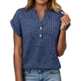 thumbnail image 1 of Kelon Women's Short Sleeve Shirts V Neck Button Sweaters Summer Going Out Basic Tee Cute Trendy Going Out Tops, S, 1 of 6