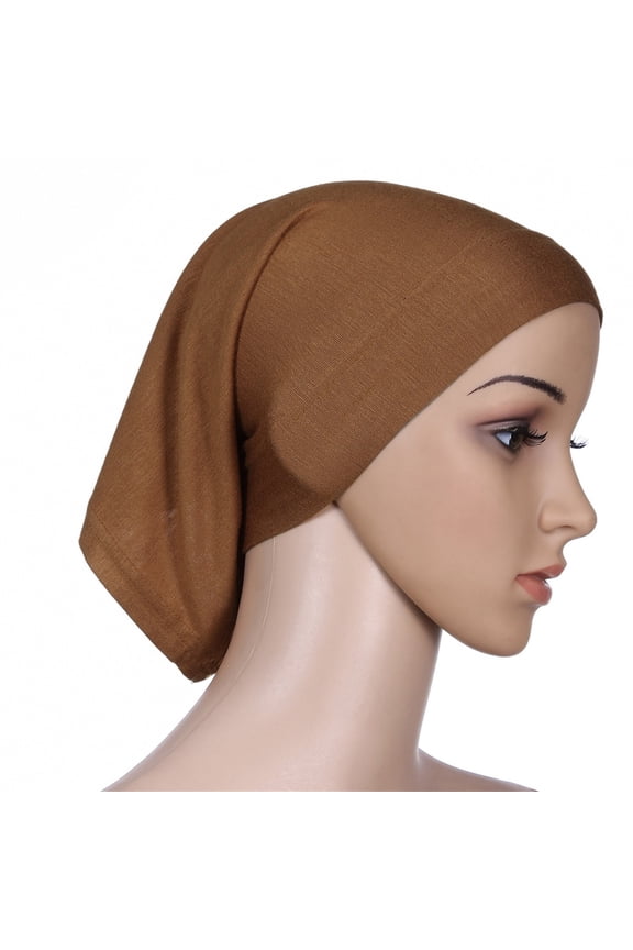 Women's Solid Cotton Underscarf, Soft Muslim Hijab Cap, Stretch Turban Head Wrap, Breathable Head Cover, Casual Daily & Chemo Headwear for Outdoor Daily Use, One Size Heardband