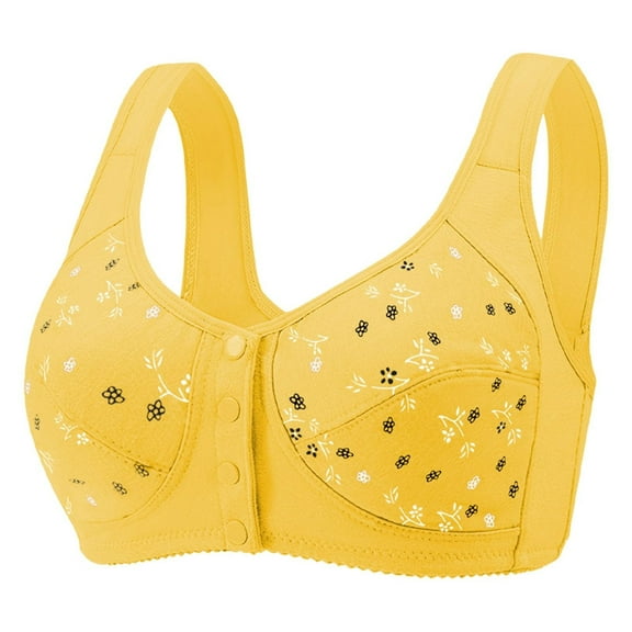 Kelon Women's Super Soft Wireless Lightly Lined Comfort Bra Fit Full-Coverage Bra Yellow
