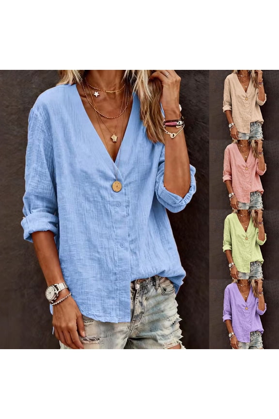 Women's Tops Long Sleeve V Neck Fashion Boho Clothes Dressy Casual Trendy Clothes, S