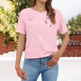thumbnail image 1 of Plus Size Womens Clothes Kelon Women's Tops Short Sleeve Shirts Crew Neck Linen Cotton Work Blouses Business Casual Outfits, 3XL, 1 of 9