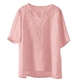 thumbnail image 1 of Plus Size Womens Clothes Kelon Women's Tops Short Sleeve Shirts V Neck Ethnic Embroidered Blouse Cute Trendy Going Out Tops, L, 1 of 3