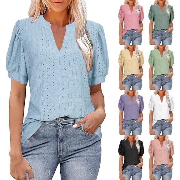 Office Wear for Women 2026 Kelon Women's Tops Short Sleeve Shirts V Neck Oversized Shirt Clothing Work Blouses Business Casual Outfits, 5XL