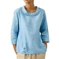 thumbnail image 1 of Womens Clothing Kelon Women's Tops, Tees & Blouses Long Sleeve Crewneck Button Linen Cotton Summer Spring Clothes, 2XL, 1 of 4