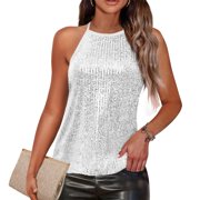 Womens Workout Clothes Kelon Womens Crop Tank Tops Crew Neck Sequin Sparkly Tops 2026 Spring Summer Fashion Clothes Business Dressy Spring Summer Fashion, L