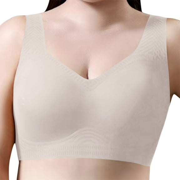 Kelon Womens Seamless Bra No Underwire Comfort Push Up Bras Buttery Soft Wireless Bralette Full Coverage Sport Everyday Bra White