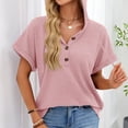 thumbnail image 1 of Womens Clothes Kelon Womens Summer Short Sleeve V Neck Drawstring Hoodies Button 2026 Summer Casual Basic Workout Clothes Business Casual Office Top, S, 1 of 8