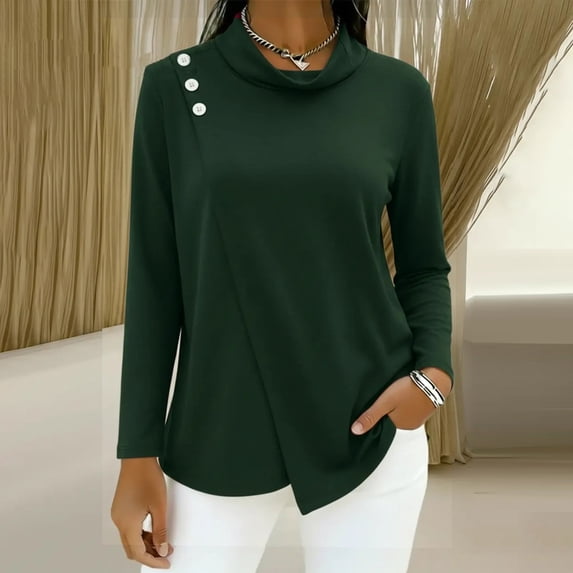 Womens Blouses and Tops Dressy Kelon Womens Summer Tops Long Sleeve Crew Neck Business Work Blouses Trendy Tees Summer Loose Fit Tops Trendy, M