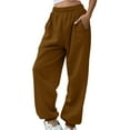 thumbnail image 1 of Kelon Womens Sweatpants 2025 Fall Baggy Wide Leg Sweatpant Fleece Lined Straight Leg Sweat Pants Brown, 1 of 8
