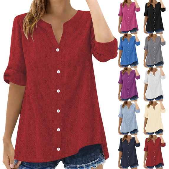 Womens Beach Clothes Kelon Womens Tops Short Sleeve Shirts V Neck Lace Hollow Out Boho Shirts Summer Fashion Clothing, 5XL